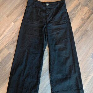 Anthropologie Maeve The Colette Linen Blend Wide Leg Cropped Pants